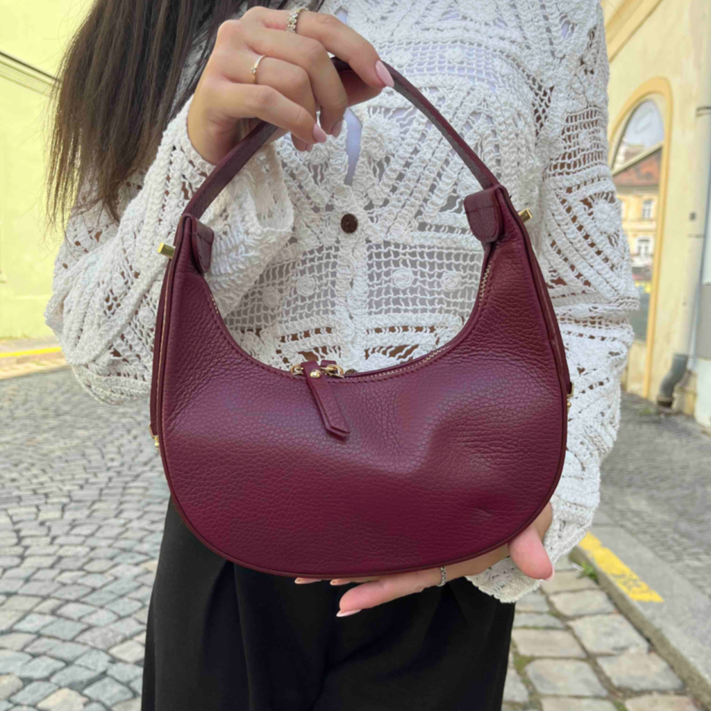Dámská kožená kabelka SINARRE burgundy+